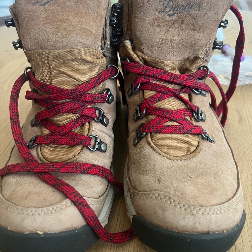 Danner Tan and Red Athletic Shoes with Suede Upper - Picture 2 of 6